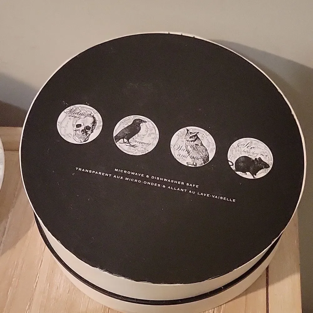 POTTERY BARN Curiosity Plates Midnight Dreary Appetizer SET of  3 6 1/2”